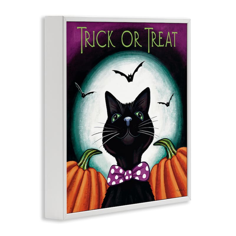 Stupell Trick Or Treat Cat Framed Giclee Art Design By Elizabeth Tyndall