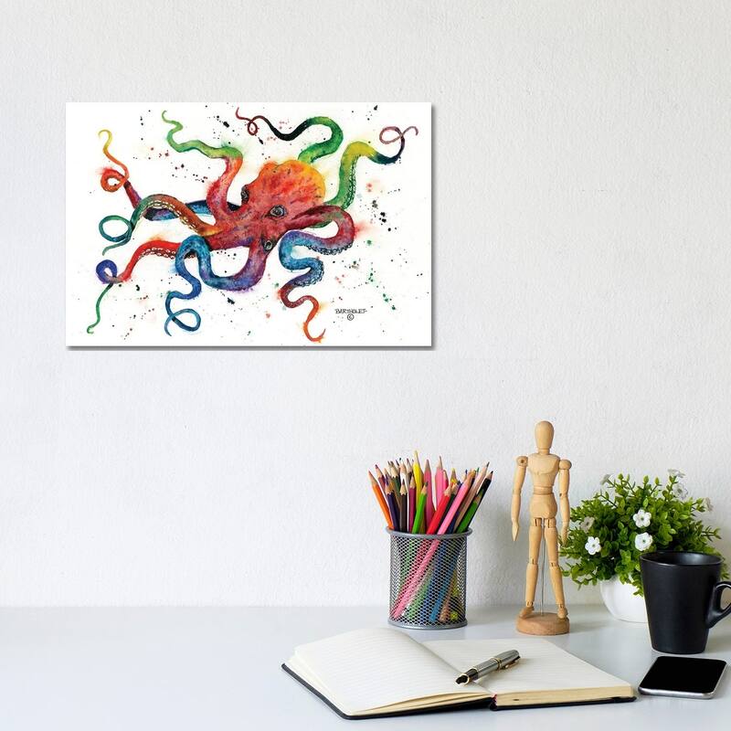 iCanvas "Rainbow Octopus" by Dave Bartholet Canvas Print - 8x12x0.75