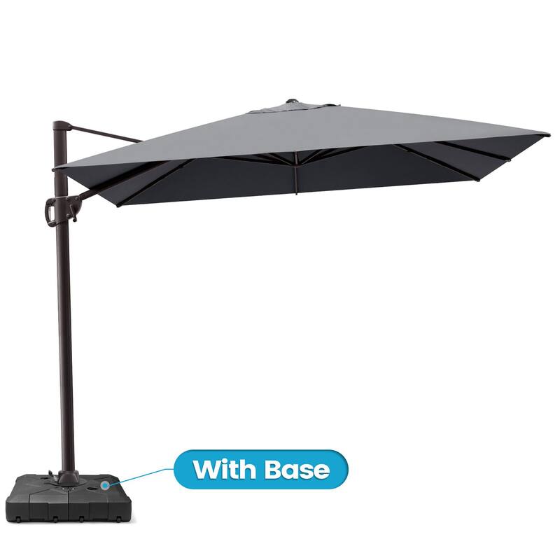 9 FT x 10.5 FT Outdoor Patio Umbrella Cantilever-Offset Umbrella with Base - Dark Grey