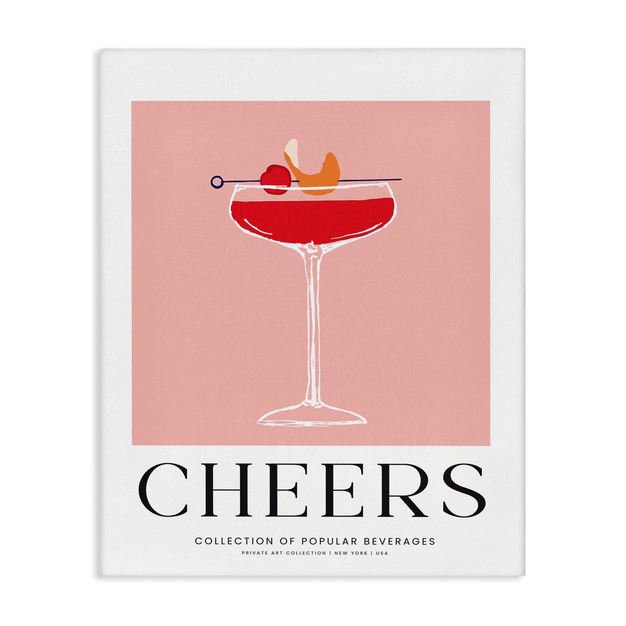 Stupell Minimal Cheers Cocktail Canvas Wall Art Design By Lettered and Lined
