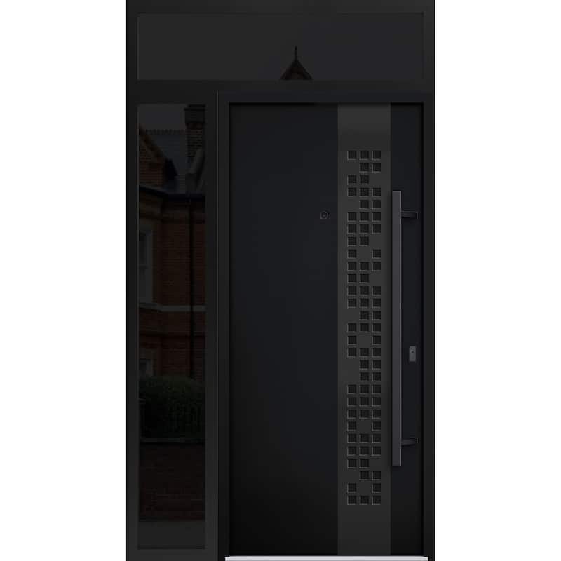 VDOMDOORS | Front Door Exterior Door | Fiberglass | Frame & Hardware Included | 18x80, Oak Entry Door Steel Entry Door - Black - 50" x 96"