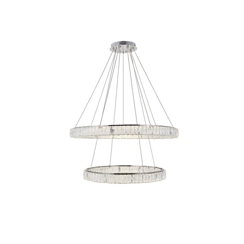 Madelyn Integrated LED light Chrome Chandelier Clear Royal Cut Crystal - 42"W X 10.9"H - Chrome
