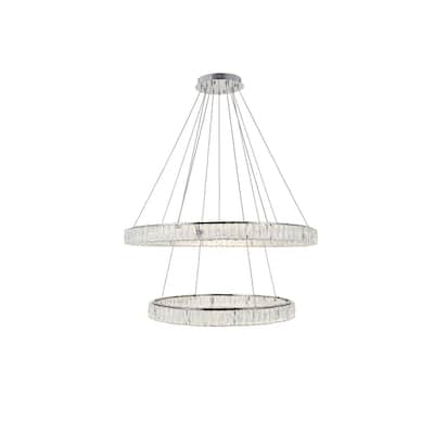 Madelyn Integrated LED light Chrome Chandelier Clear Royal Cut Crystal - 42"W X 10.9"H
