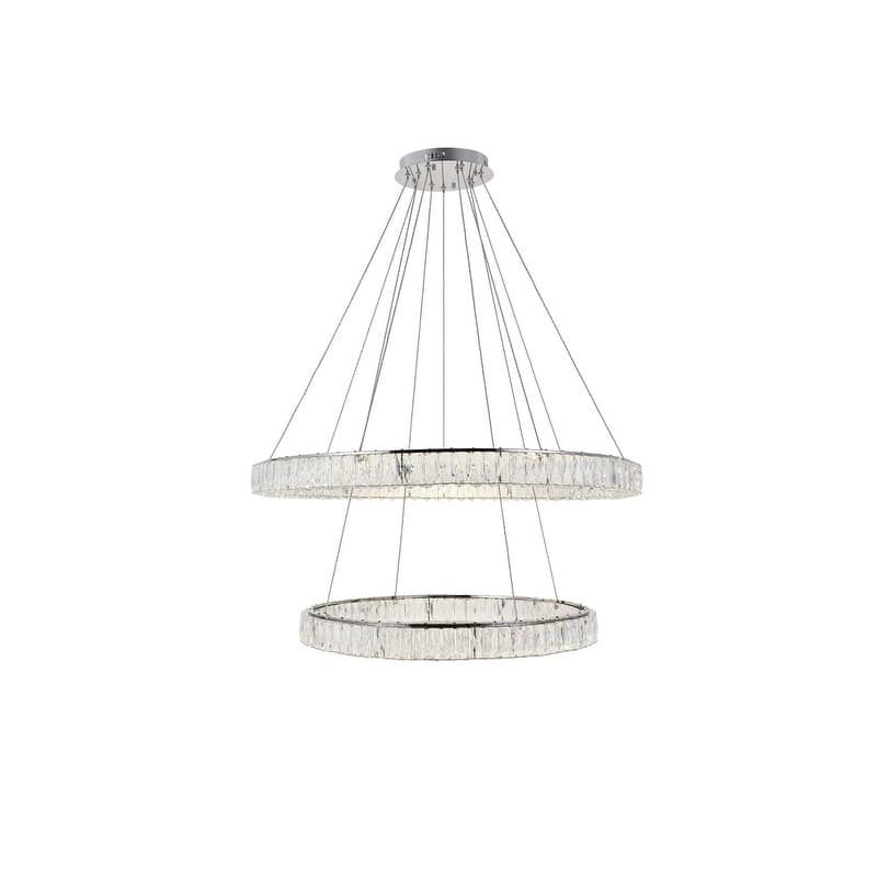 Madelyn Integrated LED light Chrome Chandelier Clear Royal Cut Crystal - 42"W X 10.9"H