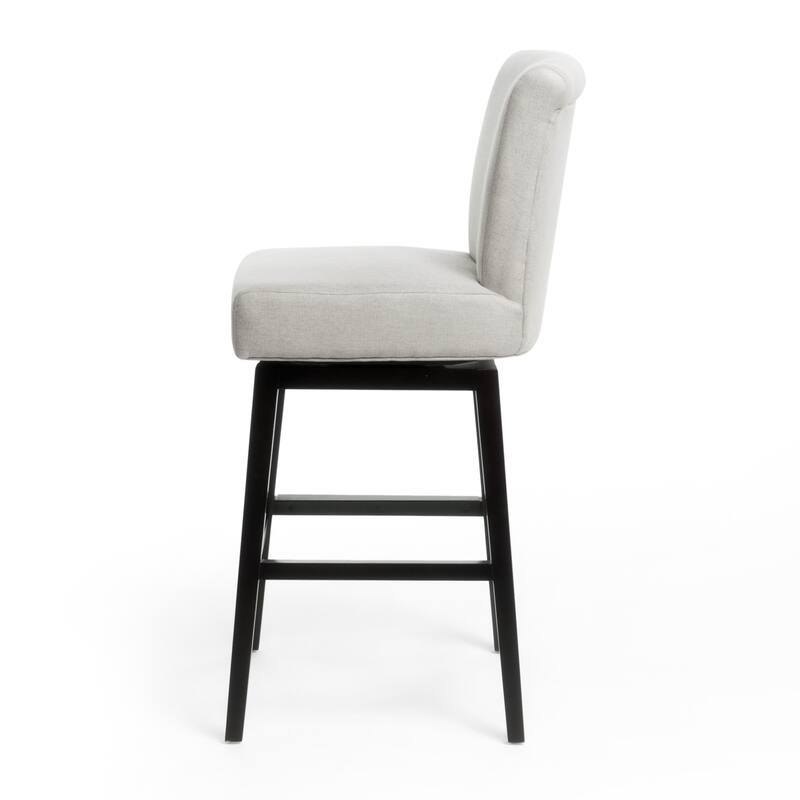 28" Modern Swivel Bar Stool with Leather Seat Backrest, Solid Wood Legs, for Bar Dining Room Living Room and Café