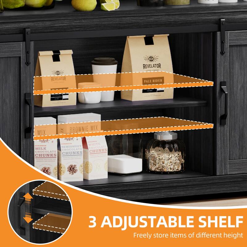 Farmhouse Sideboard Buffet Cabinet with Sliding Barn Doors