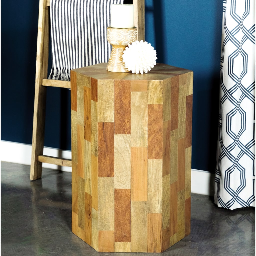 Modern Rustic Design Hexagon Shaped Accent Table