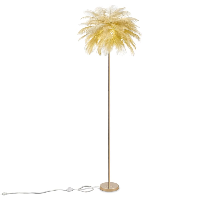 63 Inch Feather Tripod Floor Lamp With Bulbs