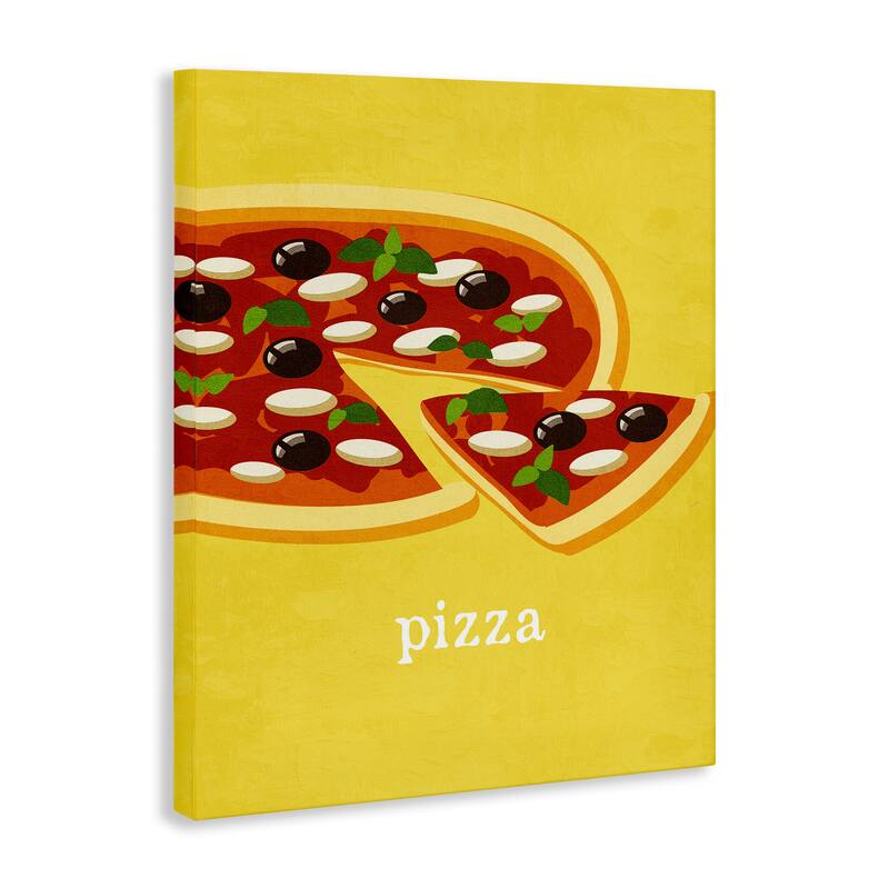 Stupell Delicious Pizza on Yellow Canvas Wall Art Design By Kim Allen