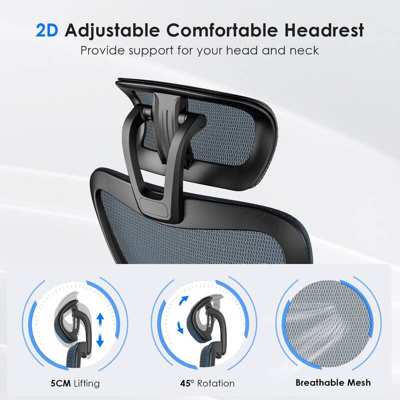 Ergonomic Office Chair,Mesh Desk Chair with Adjustable Lumbar Support and Headrest,Computer Chair with 3D Armrest Swivel Chair