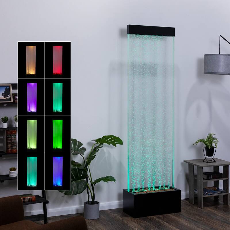 Alpine Corporation 72" Bubble Wall Fountain with Color Changing LED Lights and Remote