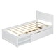 preview thumbnail 10 of 25, Twin Size Wooden Platform Bed Frame with one Storage Rack on Wheels, one Drawer & Two Shelves for Boys Girls, Noise-Free
