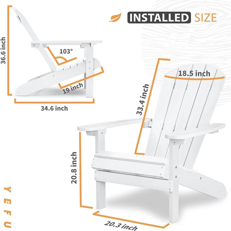 WINSOON All Weather HIPS Outdoor Plastic Adirondack Chairs Set of 2