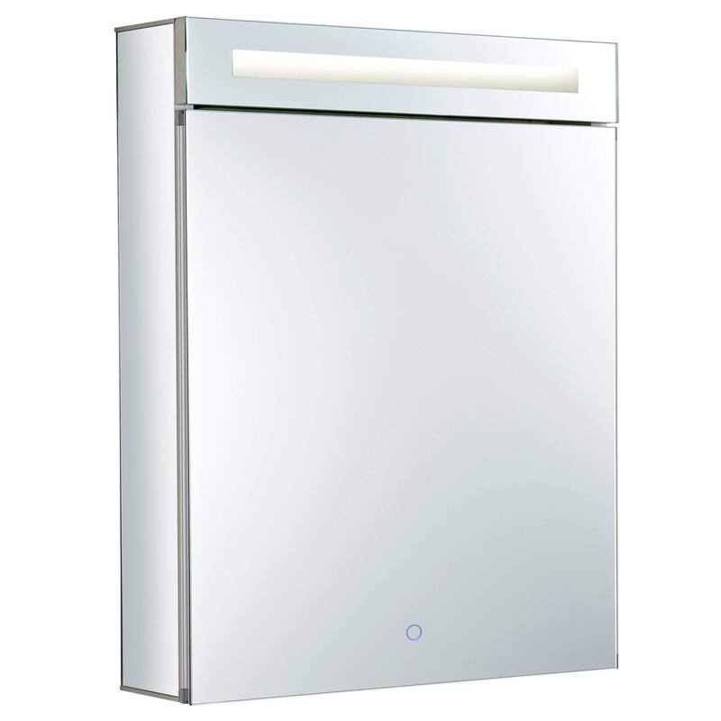 Bathroom Medicine Cabinet, Aluminum, Recessed/Surface Mount, Mirrored Interior w/LED - 24 x 30 - Right Hand