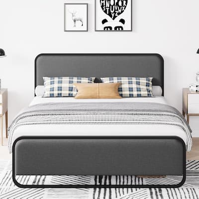 Bed Frame with Upholstered Headboard and Footboard