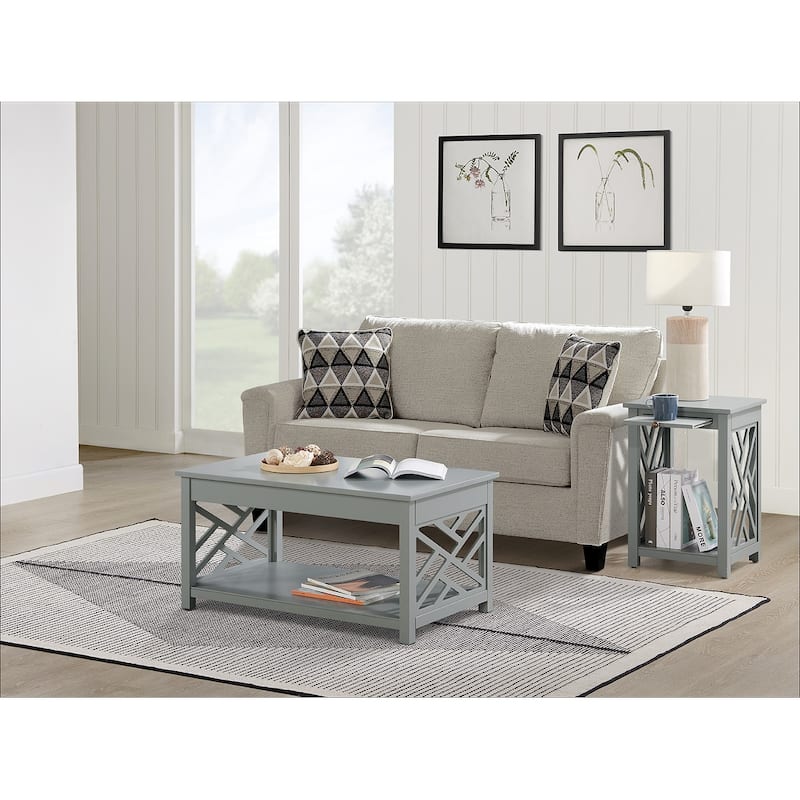 Porch & Den Altadena 2-piece Coffee and Tray-shelf End Table Set - Grey