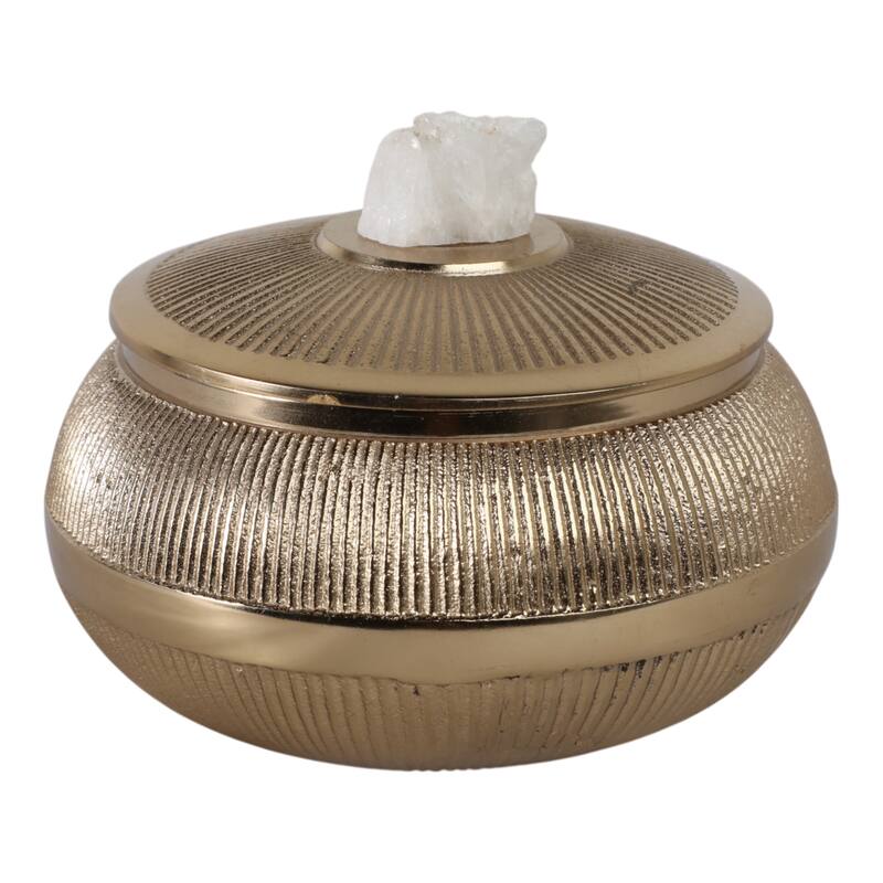 Aluminum Agate Decorative Object Stylish Lidded Textured Sculpture