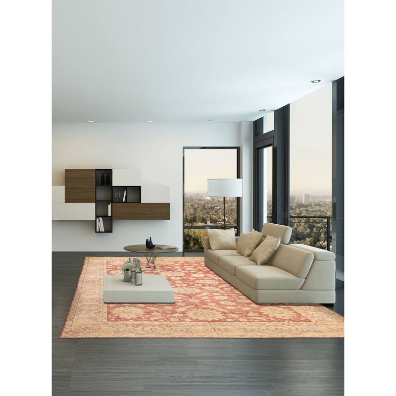 ECARPETGALLERY Hand-knotted Oushak Red Wool Rug - 10'1 x 13'9