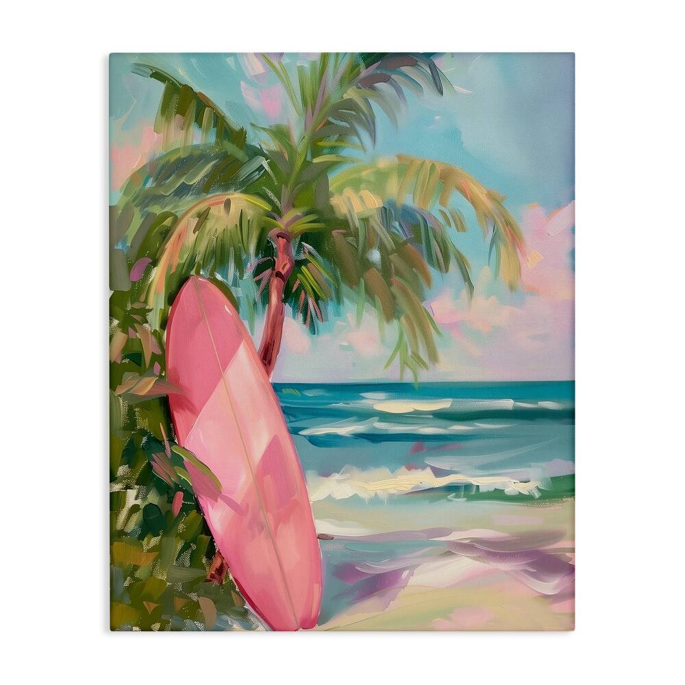 Stupell Pink Surfboard on Beach Canvas Wall Art Design By Arlington Prints