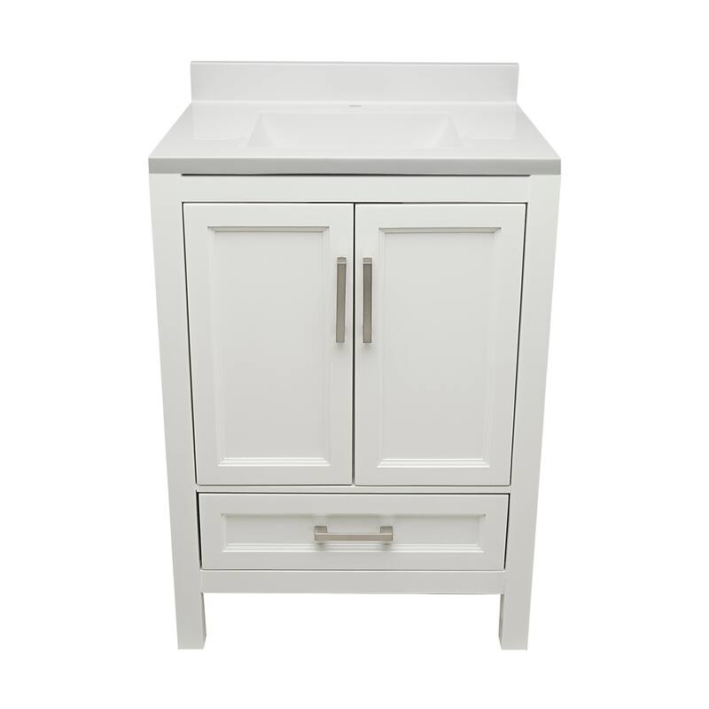 Nevado 25 in. W x 19 in. D x 36 in. H Bath Vanity in with White Cultured Marble Top Single Hole - White - Backsplash