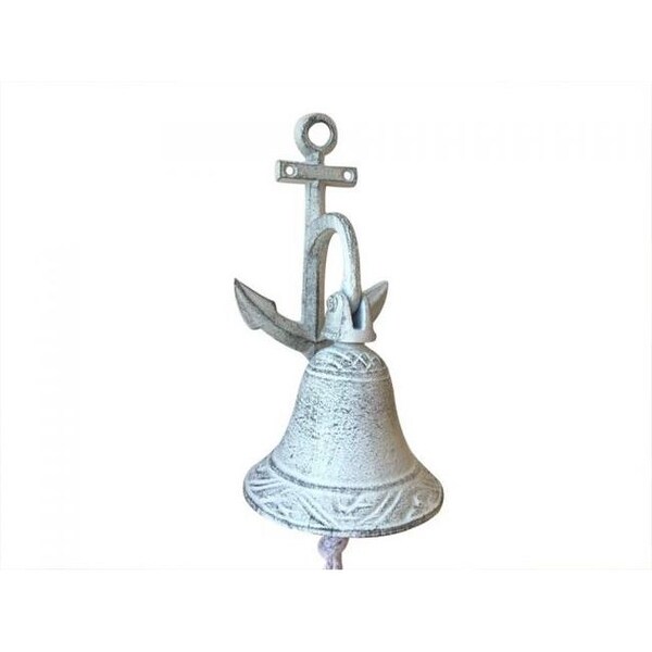 8 In Whitewashed Cast Iron Wall Hanging Anchor Bell White Whitewashed Cast Iron Wall Hanging Anchor Bell White