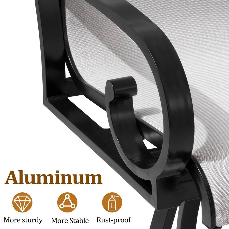 Outdoor Indoor Aluminum Patio Swivel Bar Stools Dining Chairs Sunbrella Textilene Fabric