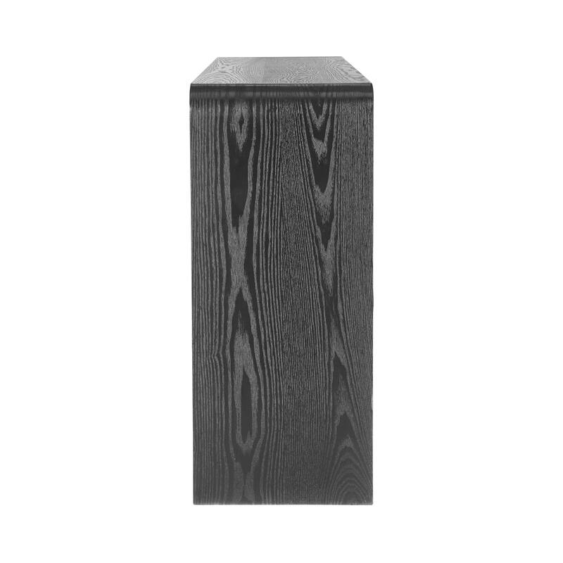 Round Edge Design Modern Console Table with 3 Drawers Vertical Slats