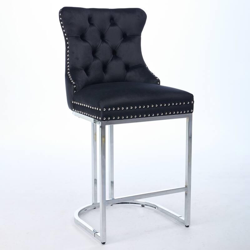 26" Counter Height Bar Stools Set of 2, Velvet Barstools