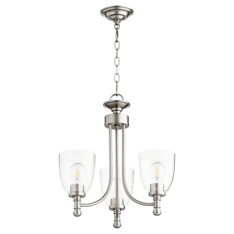 Quorum International Rossington 3 Light 18" Wide Chandelier - Satin Nickel / Clear Seeded
