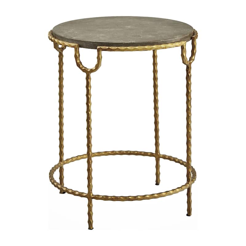 French Quarter Crimped Iron & Stone Side Table