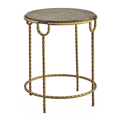 French Quarter Crimped Iron & Stone Side Table