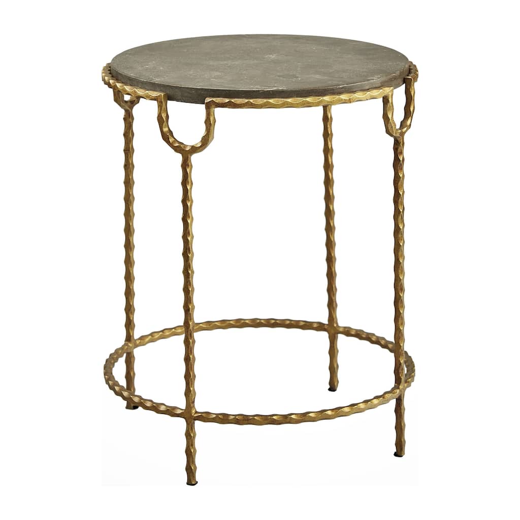 French Quarter Crimped Iron & Stone Side Table