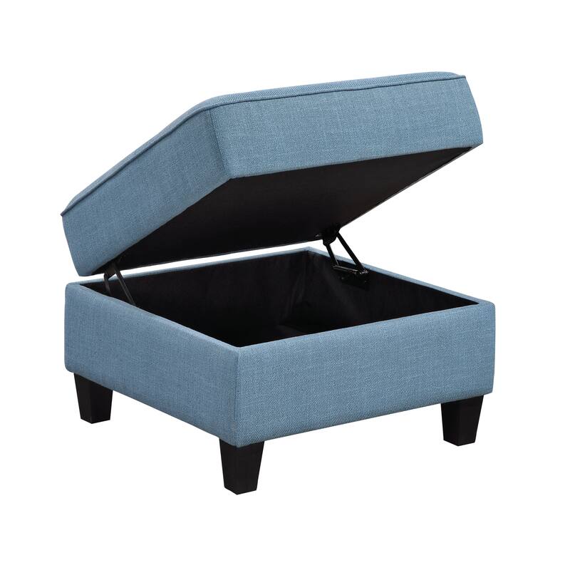 Living Room Furniture Storage Ottoman Blue Tufted Solid Wood Modern Comfort 1pc