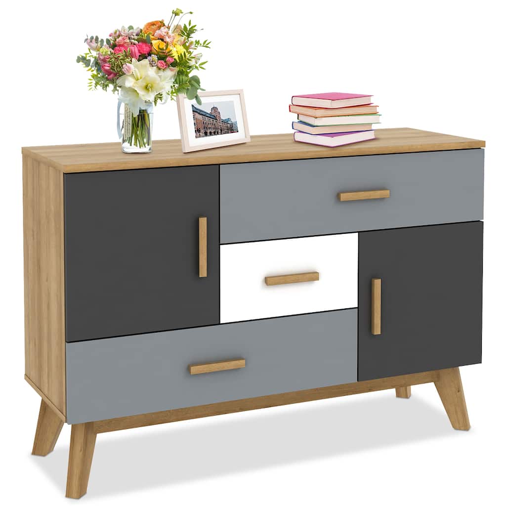 Costway Free-standing Storage Cabinet Modern Floor Cabinet w/2 Doors &
