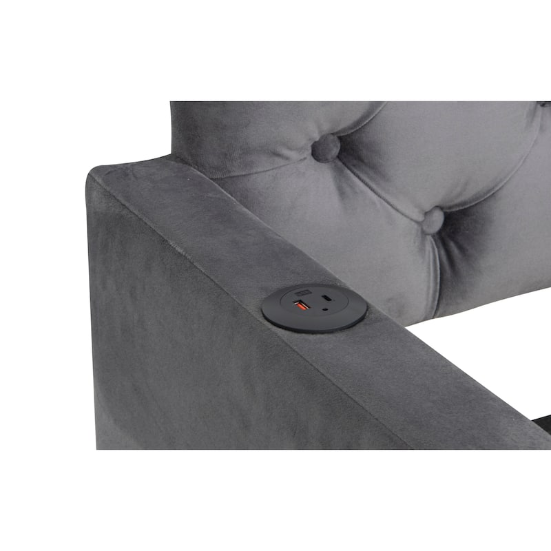 Upholstered Daybed with Trundle and USB Charging Design