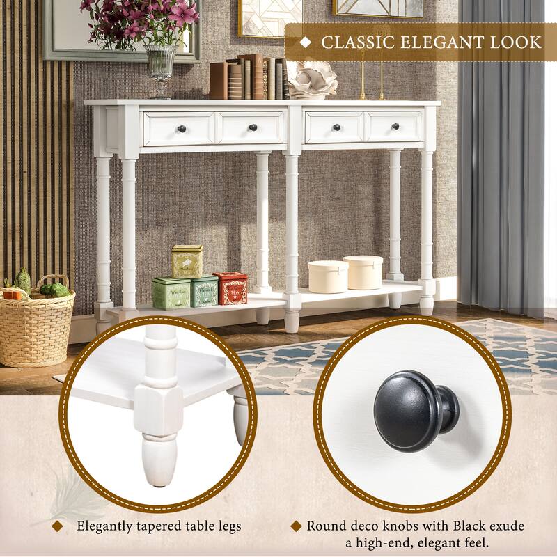 Console Table Sofa Table with 2-Drawers and Bottom Shelf