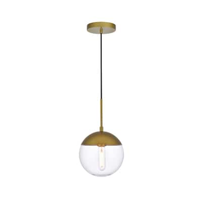 1-light Mid-century Adjustable Pendant with 8-inch Glass Orb Shade