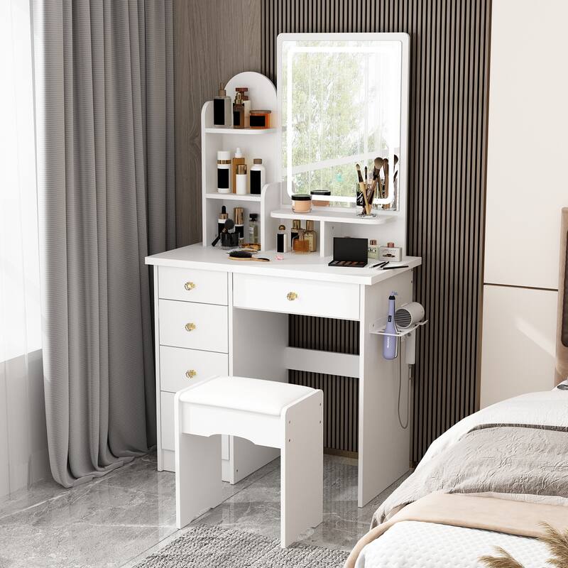 Stylish Vanity Set for Beauty Enthusiasts with Cushioned Stool