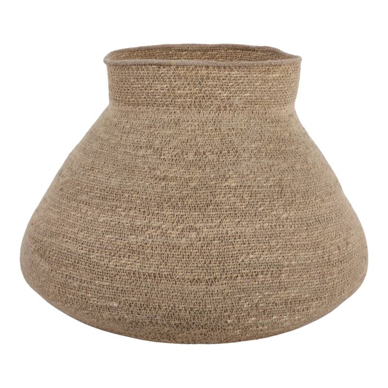 Sculptural Woven Vase with Wide Opening - 18", Brown & Tan