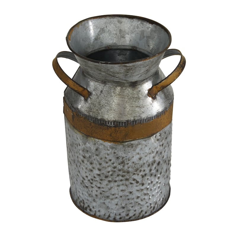 Gray Metal Milk Can Vase