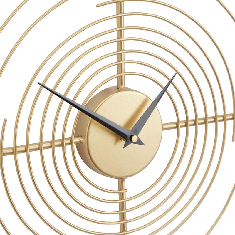 Metal Open Frame Swirl Decorative Wall Clock - Gold - Roche River Decor