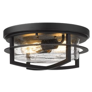 2-Light 13" Flush Mount Light Fixture with Seeded Glass Cover - 13
