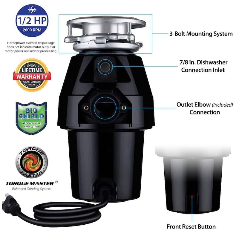 Eco Logic Continuous Feed Garbage Disposal for Kitchen Sinks