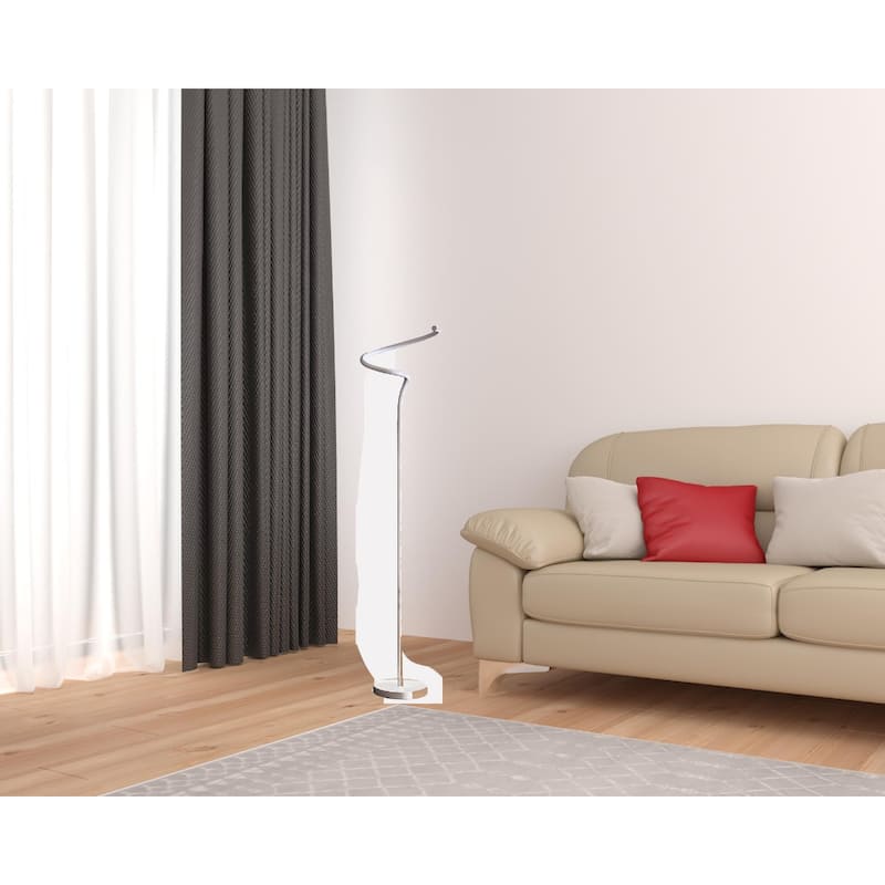 White Aluminum LED Floor Lamp with Integrated Bulb and Inline Switch - 11” x 11” x 50.75” (D x W x H)