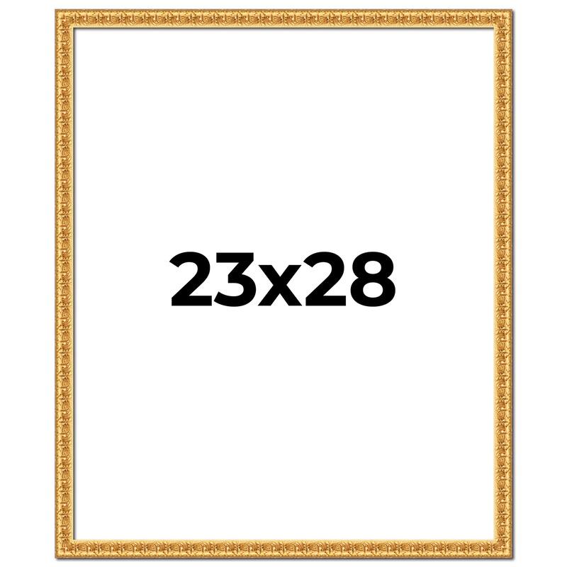 23x28 Frame Gold Real Wood Picture Frame Width 1 inches | Interior