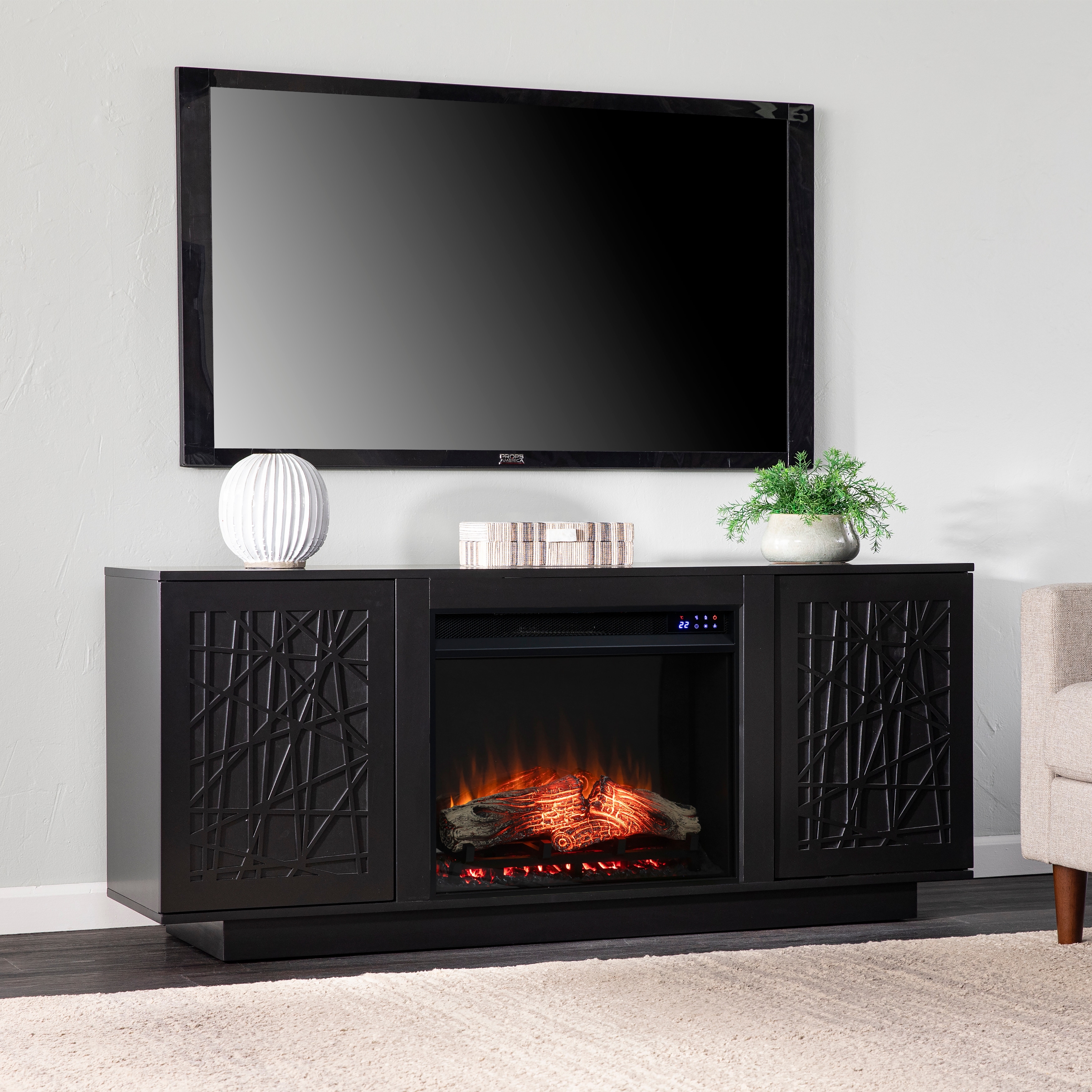 Electric fireplace with discount media storage