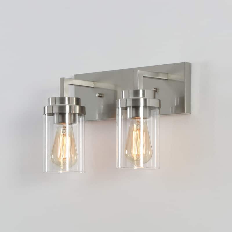 KAWOTI 2-Light Dimmable Bathroom Vanity Light with Clear Glass Shade