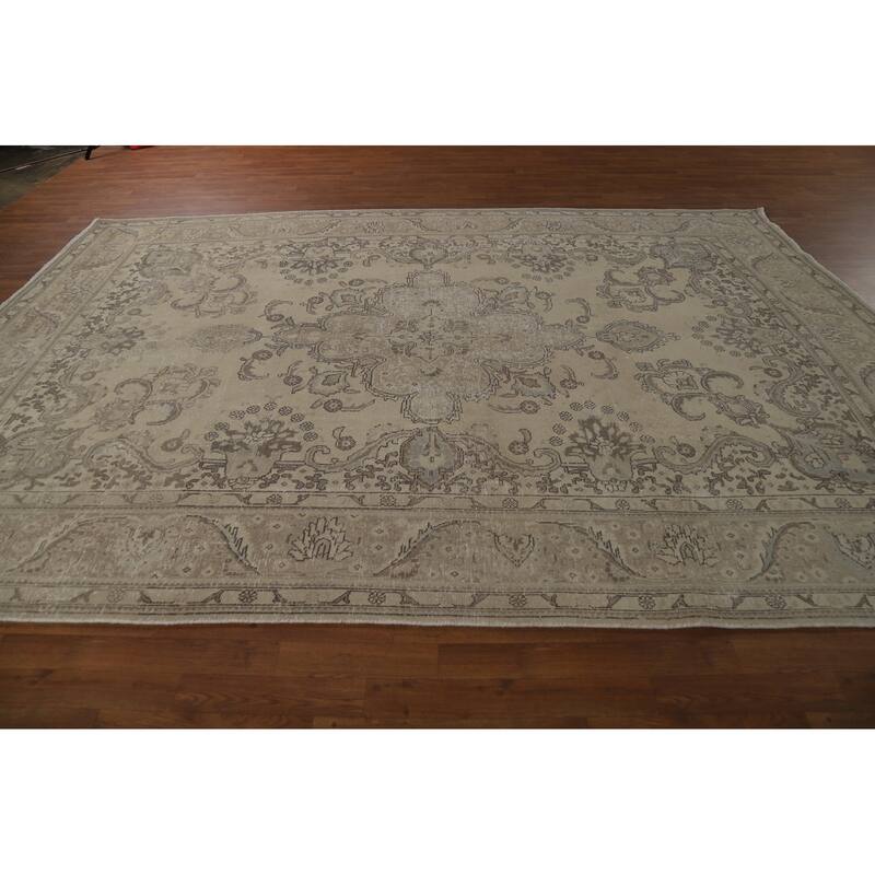 Tabriz Persian Vintage Area Rug Hand-Knotted Oriental Wool Carpet - 8'0" x 12'0"