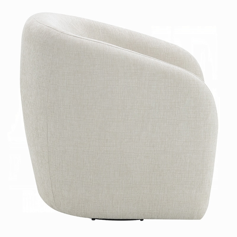 Tiena Swivel Accent Chair, Modern Style Rounded Back, Warm Beige Linen