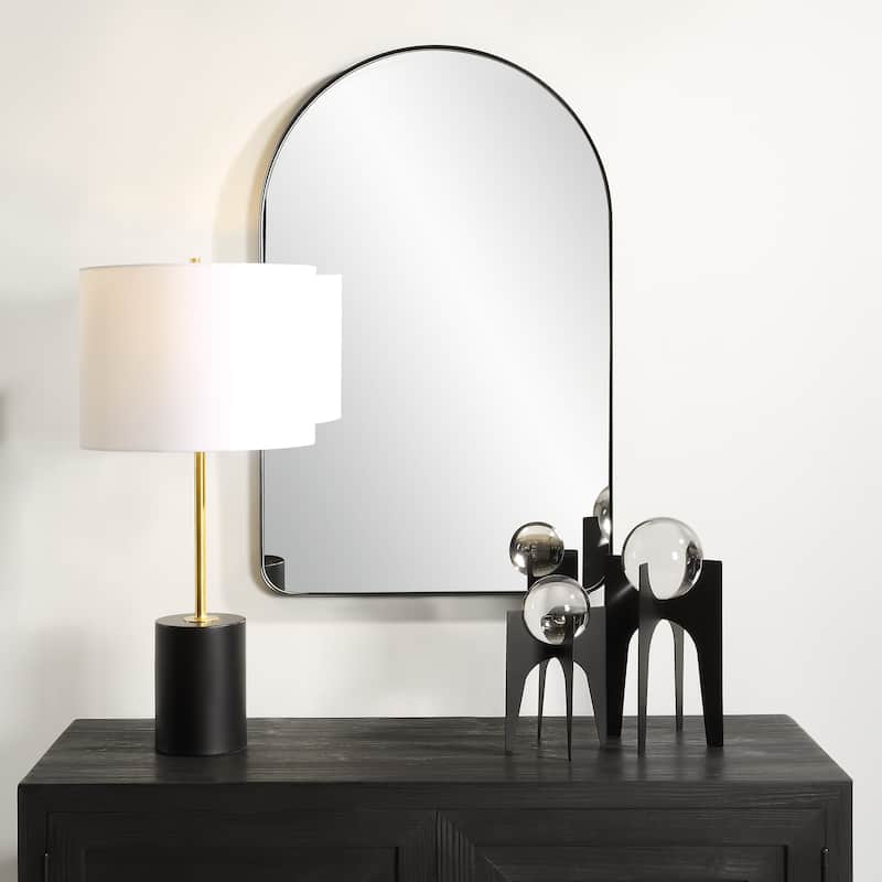 Copper Grove Satin Black Arched Floating Wall Mirror